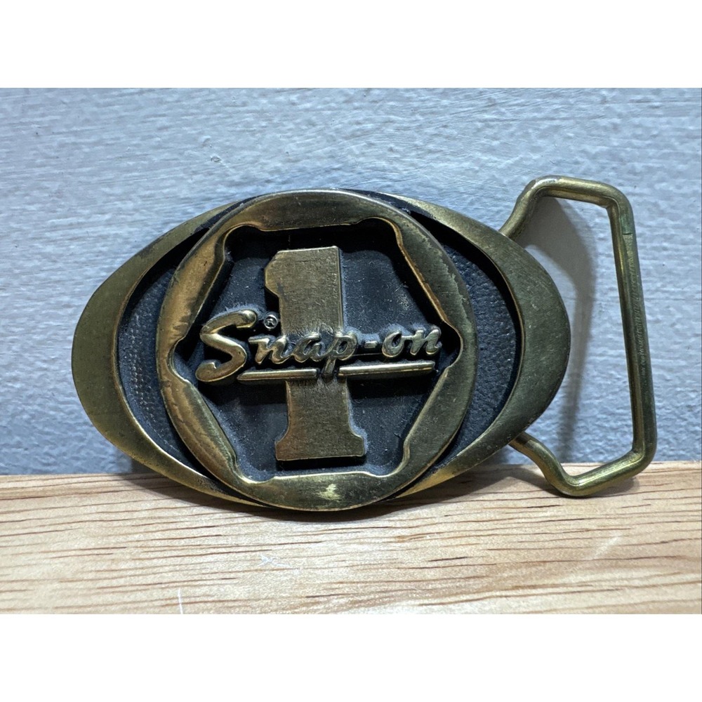 Vintage Snap On Tools #1 Solid Brass Belt Buckle BTS SPP-455 Made In The USA